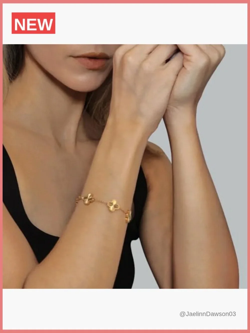 18K Gold Four Leaf Clover Link Bracelet Set with Lobster Claw